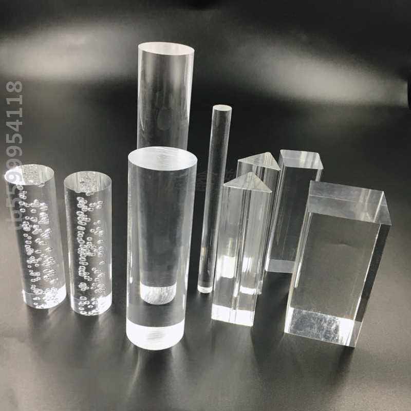 彩色圆柱气泡透明实心导光定制有机玻璃圆棒加工高管亚克力棒方棒
