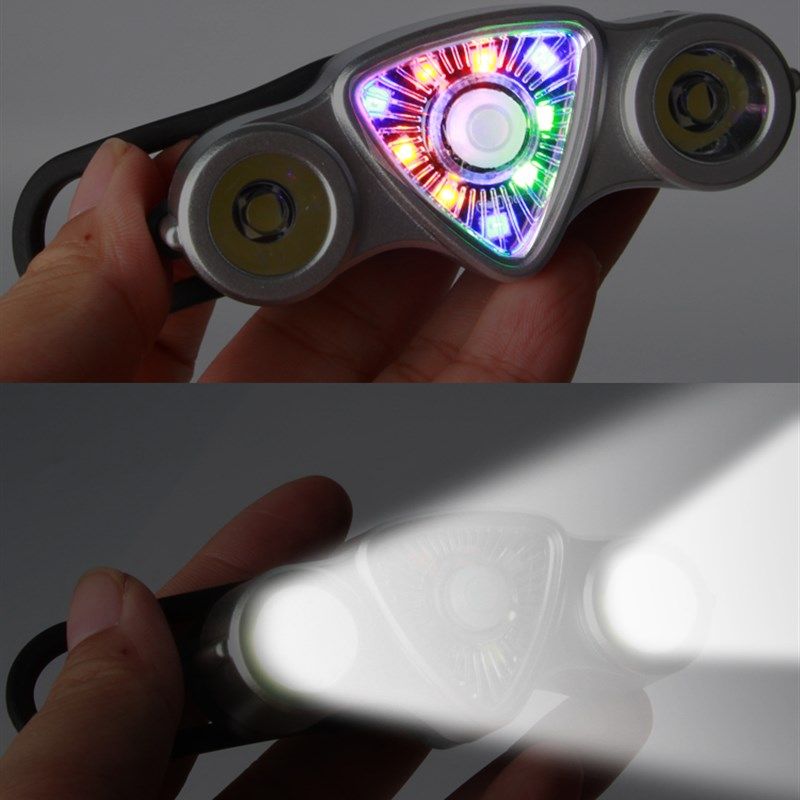 卡通自行车尾灯USB充电骑行安全夜骑警示公路登山车炫彩尾灯单车