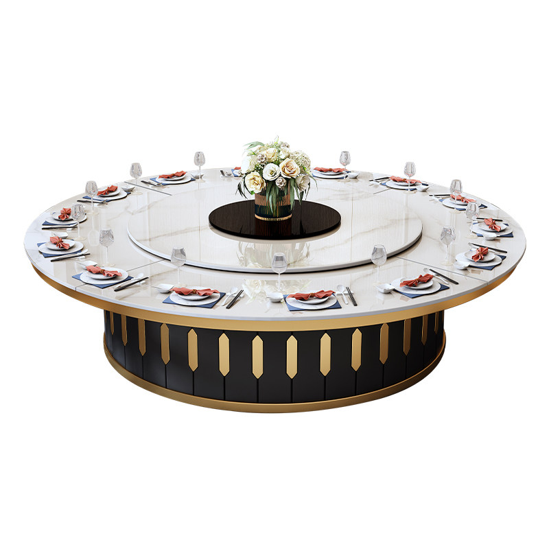 电动酒店餐桌大圆桌大圆桌面20餐桌带转盘人饭店岩板旋转3米30人