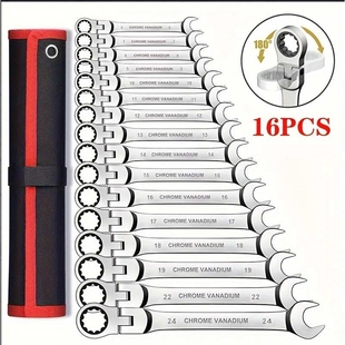 180度摇头棘轮扳手16pcs 汽修船舶维修组套工具 6-24mm
