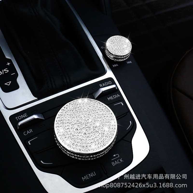 适用于奥迪A3多媒体旋钮贴 中控旋钮装饰圈盖镶钻Sline标内饰改装