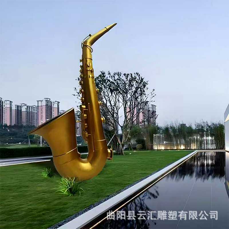 定制不锈钢音乐主题雕塑网红大提琴广场吉他演奏公园钢琴装饰摆件