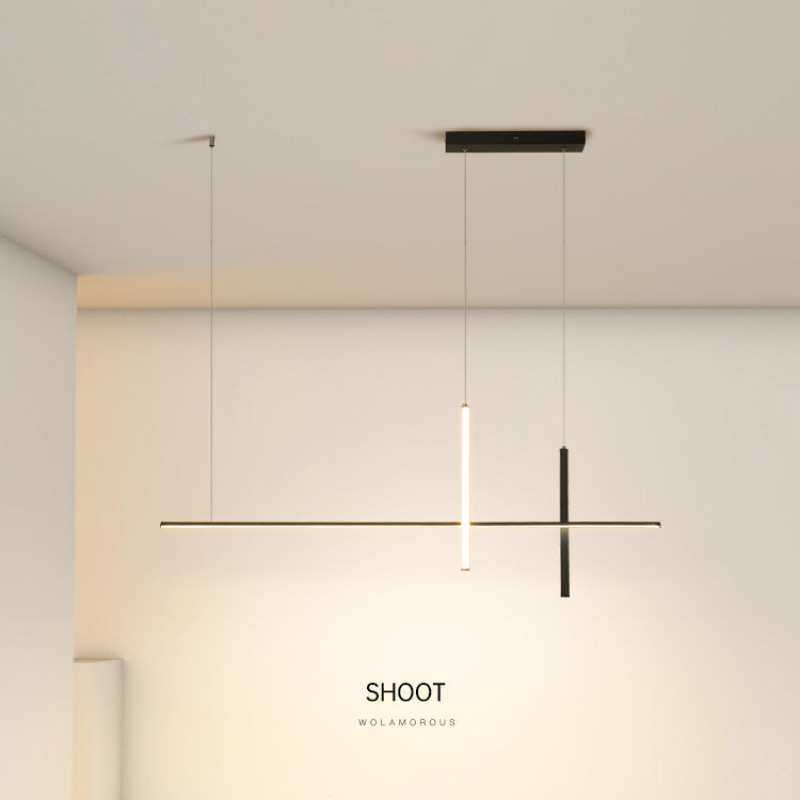 吊灯简约个性创意LED灯现代北欧吧台饭厅灯书房极简长条餐厅吊灯