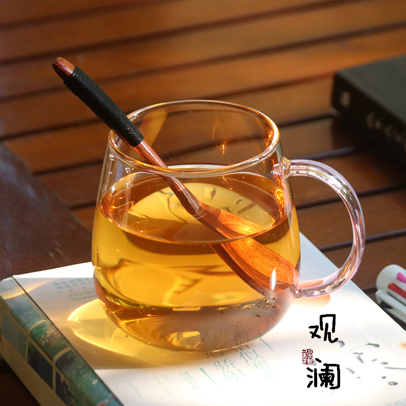 玻璃杯耐高温带把杯子牛奶杯胖胖杯喝水泡茶杯办公室男女水杯单杯