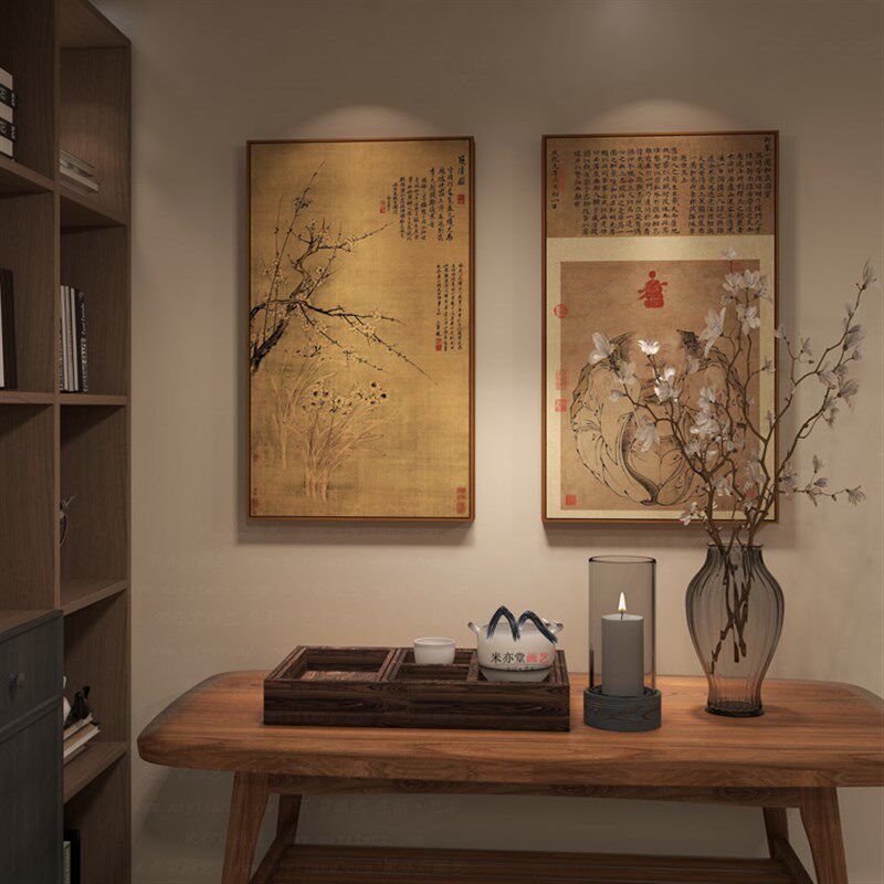 米亦堂x双清图 恽寿平新中式梅兰花国画和室餐厅客厅书房玄关挂画