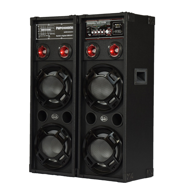 双10寸插卡蓝牙彩灯对箱音响家用自带功放立式木质话筒音箱套装