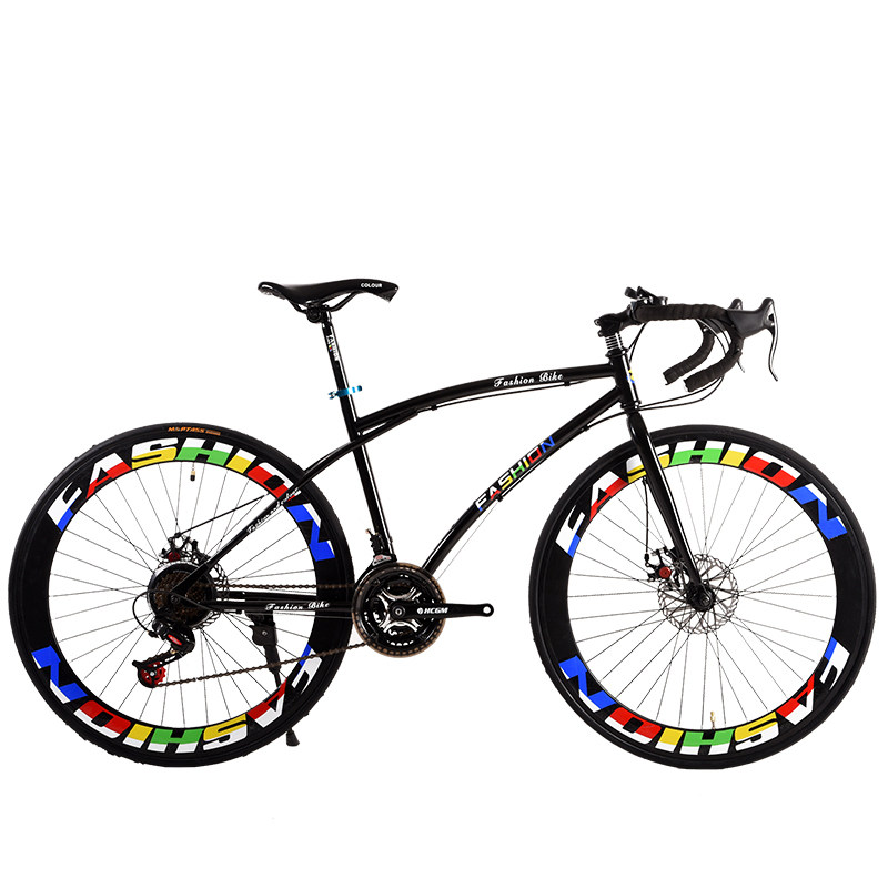 变速死飞自行车男女款竞速弯把跑公路赛越野学生双荧光实心胎