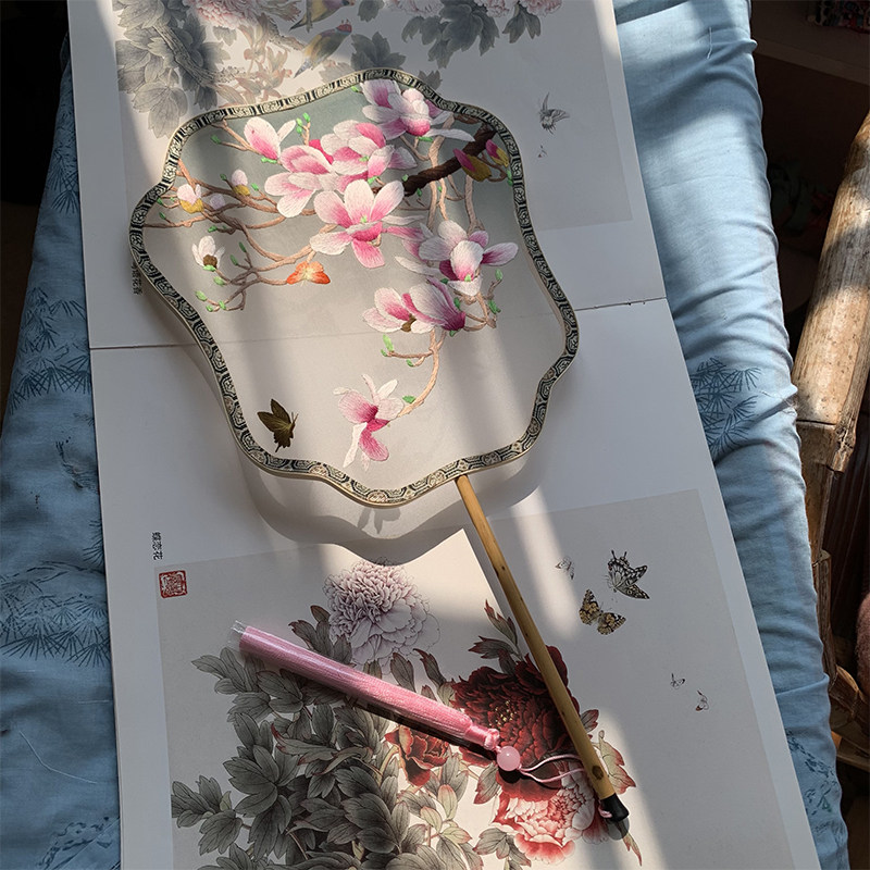苏典古工双面绣宫扇熊猫刺蜀湘绣湘妃婚扇手绣团扇结婚送老外品新