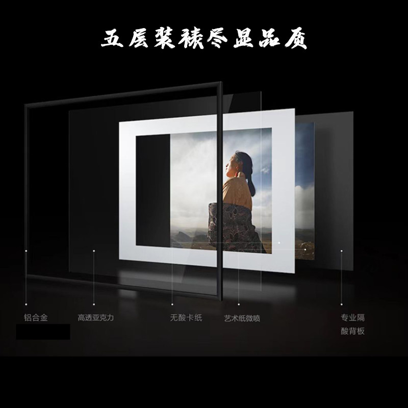 摄影插画打艺铝金合卡纸装裱装饰画来图定制画芯印术微喷挂画订做