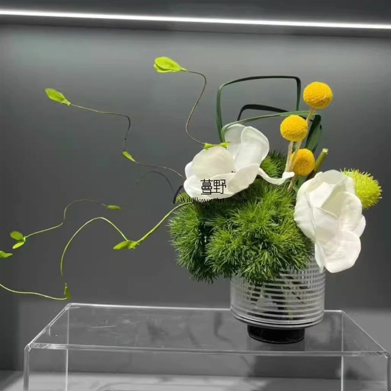 件奢现代仿真蝴蝶兰花艺摆轻洽谈桌卫浴台面装饰花饰板间家居样品