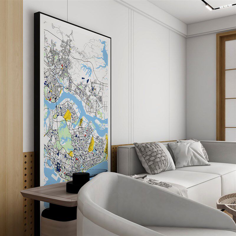 武汉LONDON城市地图餐厅客厅线描金属晶瓷定制走廊玄关落地画挂画