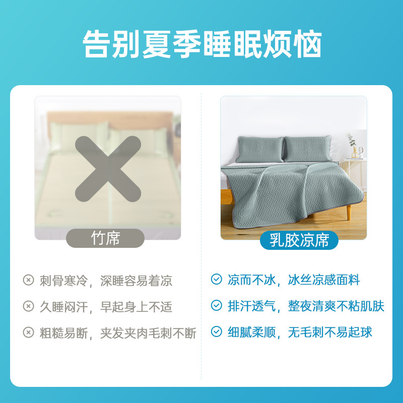 变季泰国乳胶凉席可件套云母冰丝家用婴幼儿可用三机洗不夏形起球