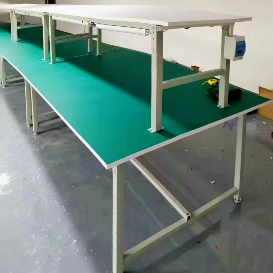 新款车间防静电工作台带灯操作台电子检验测试打包维修双层工作桌