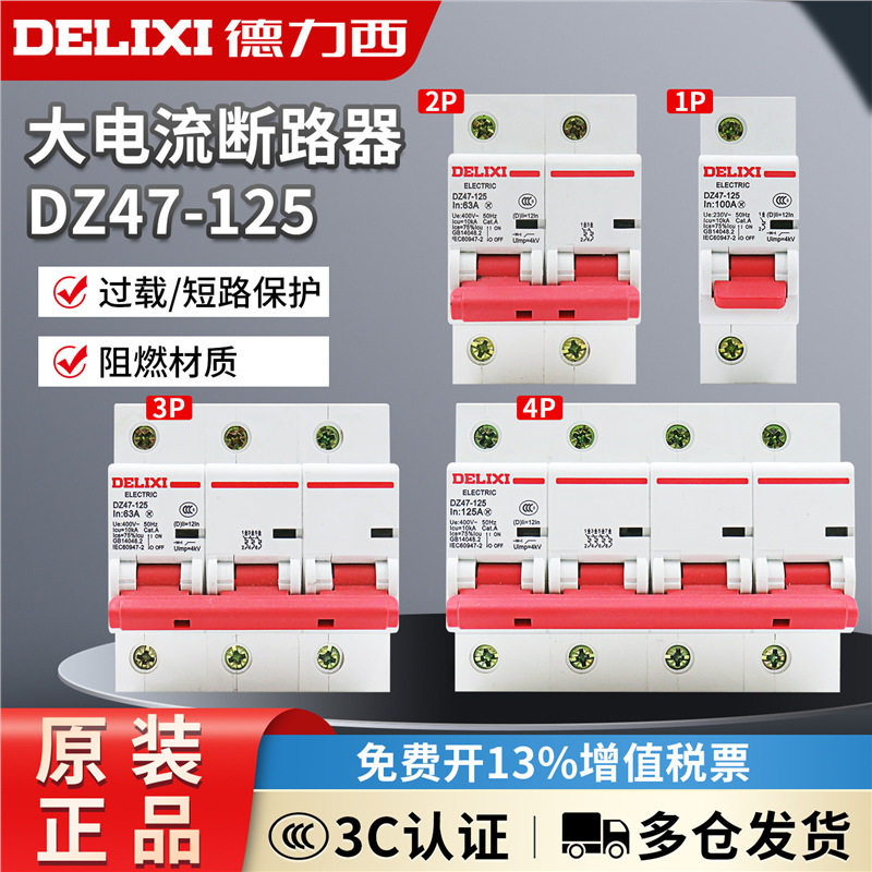 2P大电流大功率断路器DZ47-125 80A/100A/125A空开空气开关