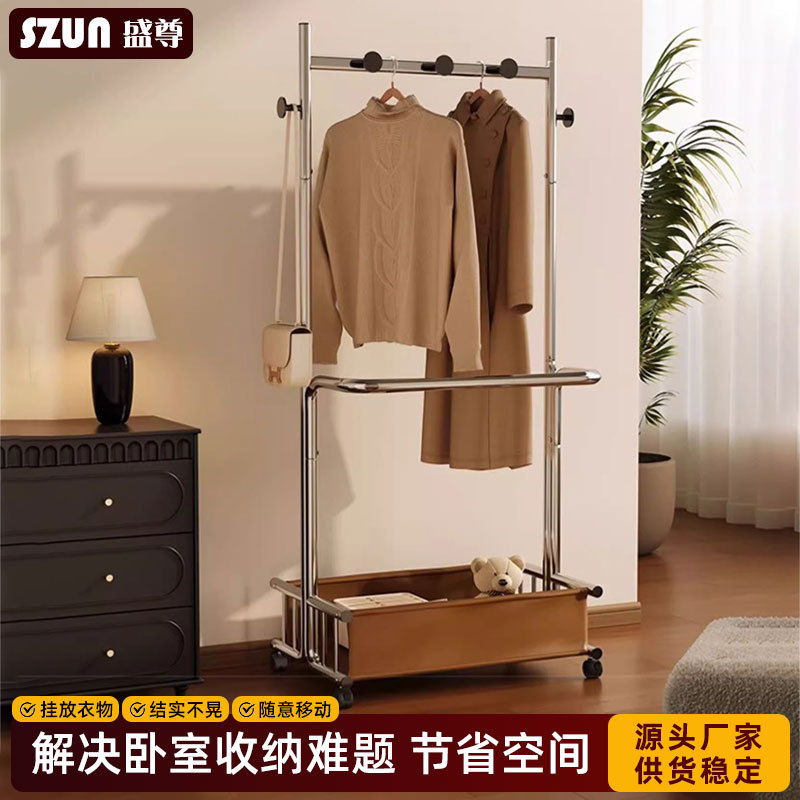卧室落地衣帽架家用卧室大容量衣服衣帽架可移动铁艺便捷挂衣架