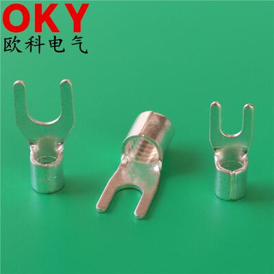 厂家UT4-5接线鼻子UT4-6叉形裸端子铜线耳UT4-4冷压接线端头