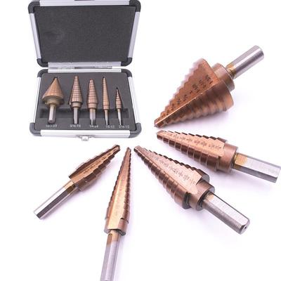 5pcs英制宝塔钻多功能镀钛开孔器套装手电钻打孔工具高速钢阶梯钻