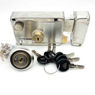 不锈钢家用老式 门锁大门锁铁门锁具室内房间带勾 门锁暗锁碰锁外装