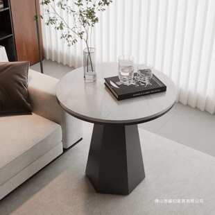 岩板茶几小户型酒店沙发边几角几民宿宾馆阳台茶几商用洽谈小圆桌
