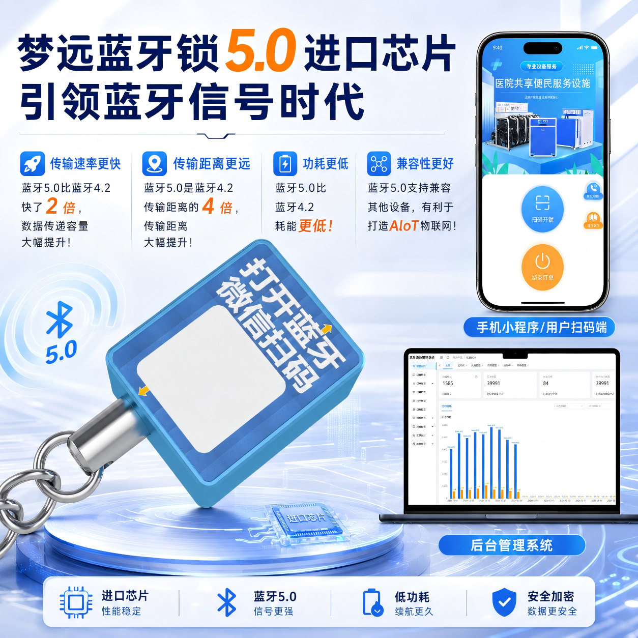 梦远蓝牙链条锁 扫码蓝牙锁 共享扫码锁 铝合金材质