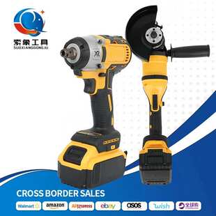 跨境多功能锂电工具两件套多功能电动扳手大功率125角磨机套装