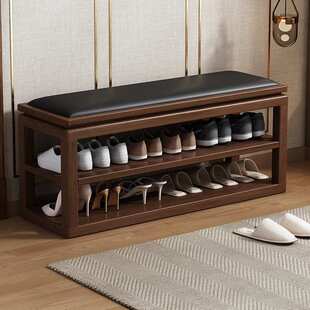 全实木换鞋凳家用门口长凳入户门鞋柜坐凳一体新中式穿鞋凳鞋架