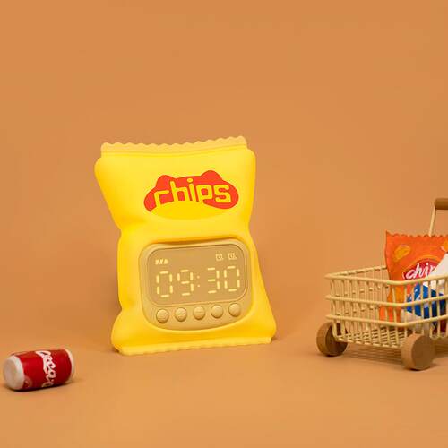薯片闹钟USB充电柔光伴睡小夜灯学生薯于你闹钟Potato chip clock