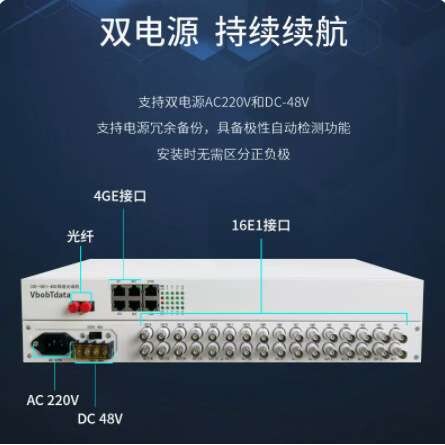vbobtdata电信级16E1+千兆网络光端机+百兆网络1000M网络光端机PD