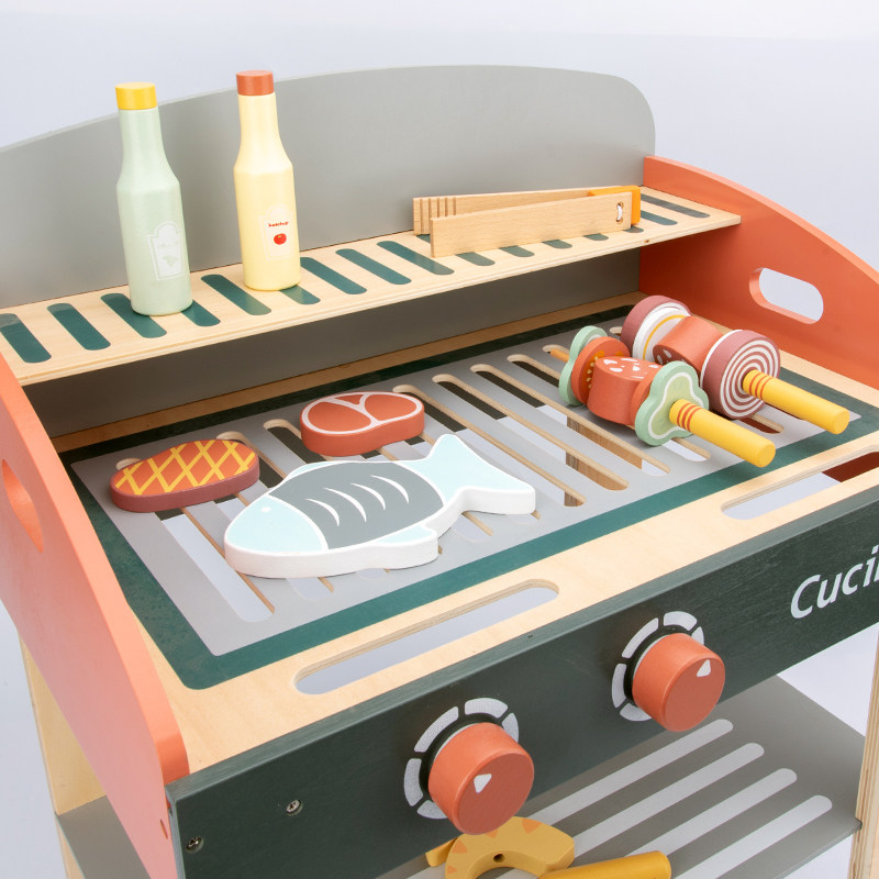 儿童烧烤玩具女厨仿真BBQ厨具烤架礼女孩过家家做饭孩房新年小物