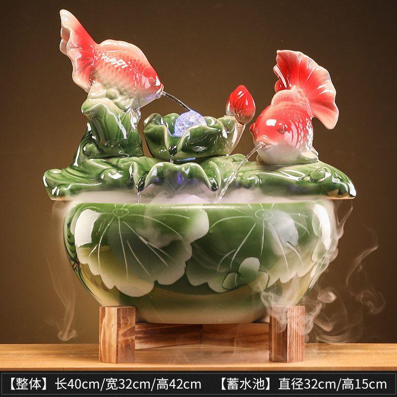 陶瓷流水景喷轮风收泉球招财客厅玄关家居开业送礼水银前台装饰摆