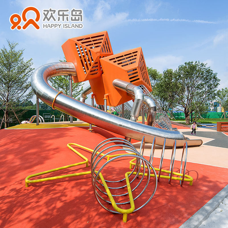 螃蟹主题儿童乐园造型不锈钢滑梯厂家定做户外园林景观游乐设备