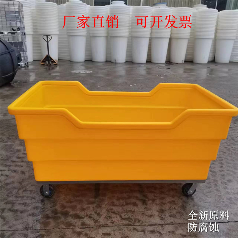 供应陕西塑料洗涤周转落布车/酒店用耐老化塑胶桶布草车加厚