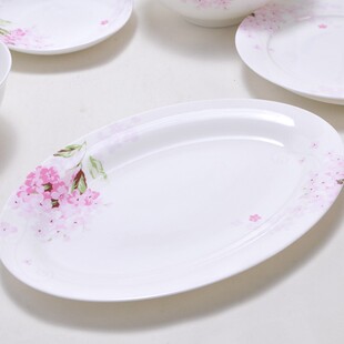 盘子骨瓷12英寸椭圆形蒸鱼盘创意长方形装鱼盘可微波炉家用陶瓷盘