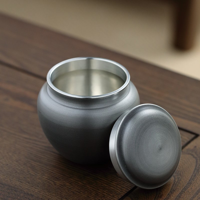 手工纯锡罐茶仓纯锡茶叶罐密封罐储茶罐防潮保鲜锡壶器茶具