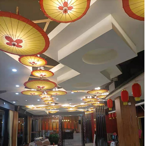 仿古油纸伞灯装饰复古怀旧风中式火锅店饭店茶楼饭厅农家院装饰伞