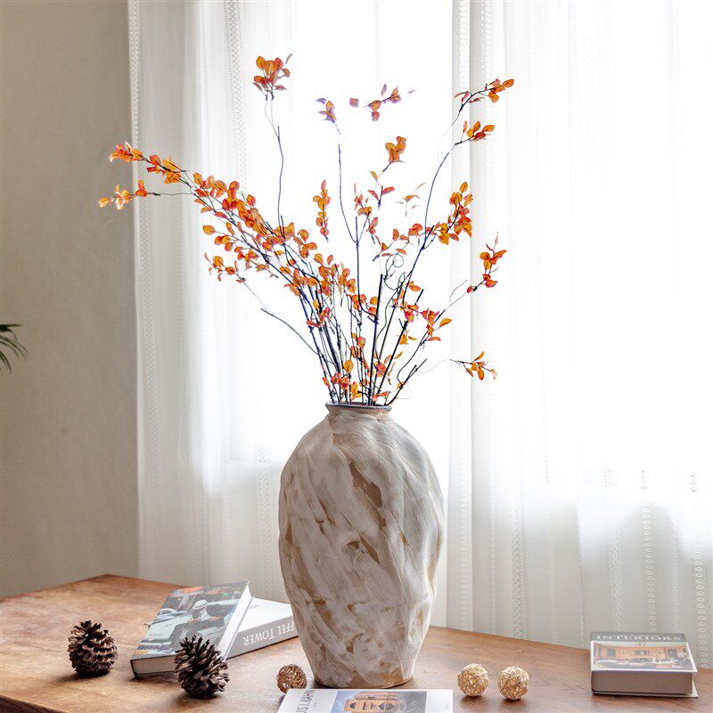 复古台面陶瓷花瓶客厅摆件粗陶罐家居餐桌插花器陶艺民宿侘寂装饰