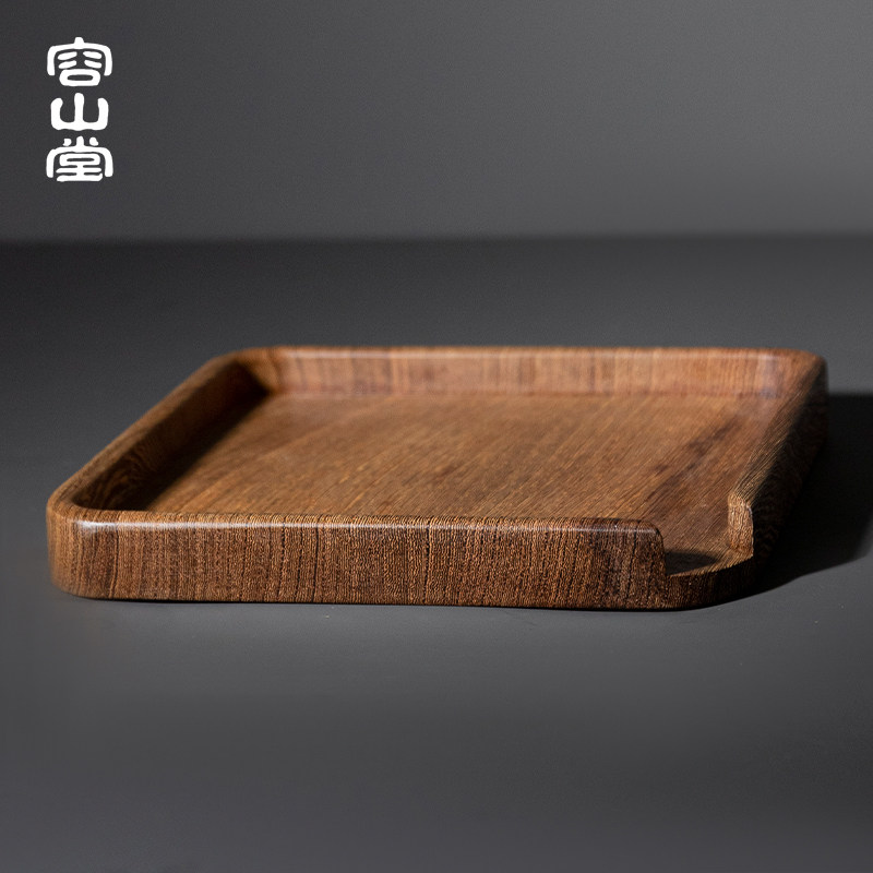 茗致实木茶饼分茶盒花梨木茶饼盘鸡翅木散茶盘一体开撬茶盘