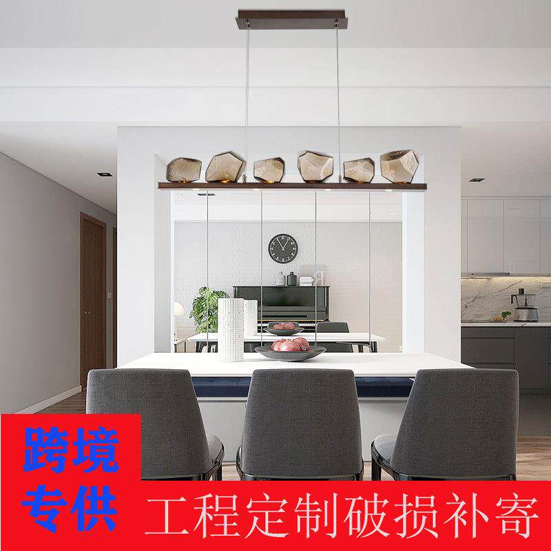 美式简约冰块玻璃长条餐厅吊灯简欧吧台前台岛台设计师样板间吊灯