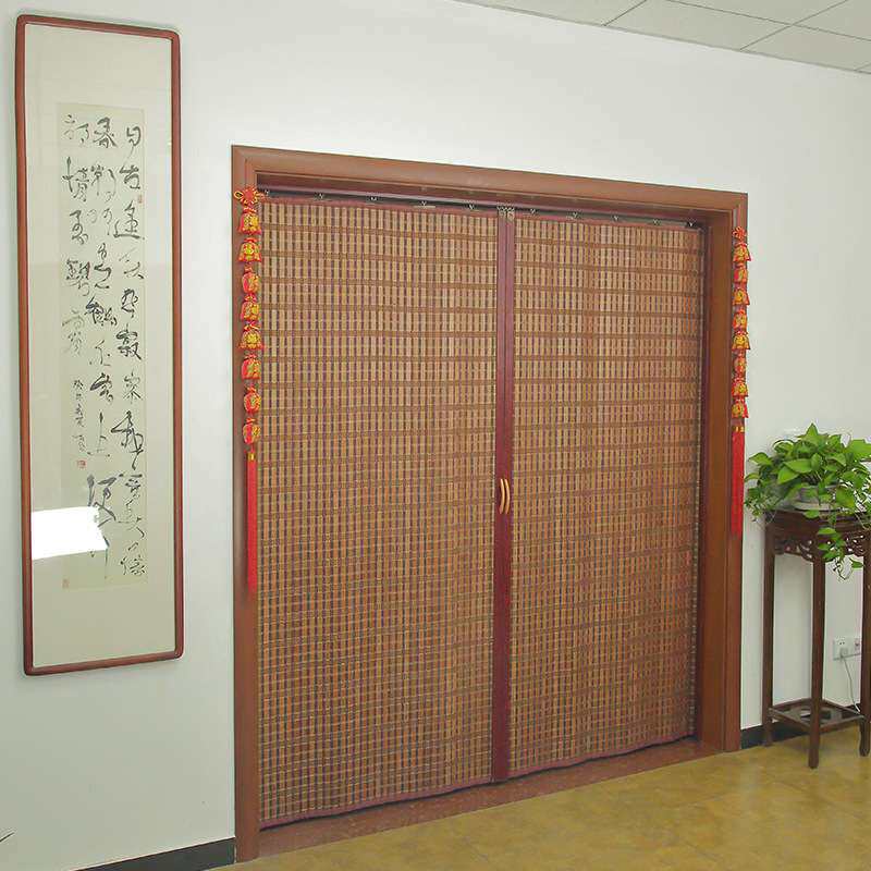 折叠屏风竹帘子推拉门隔断拉帘客厅装饰窗帘家用厨房商铺竹帘门帘