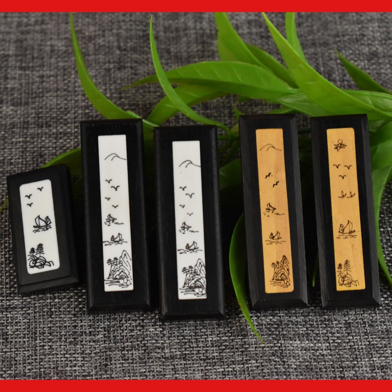 鸟笼配件门花搁脚杯垫杯衬缸架画眉绣眼百灵乌木镶黄杨木刻山水画