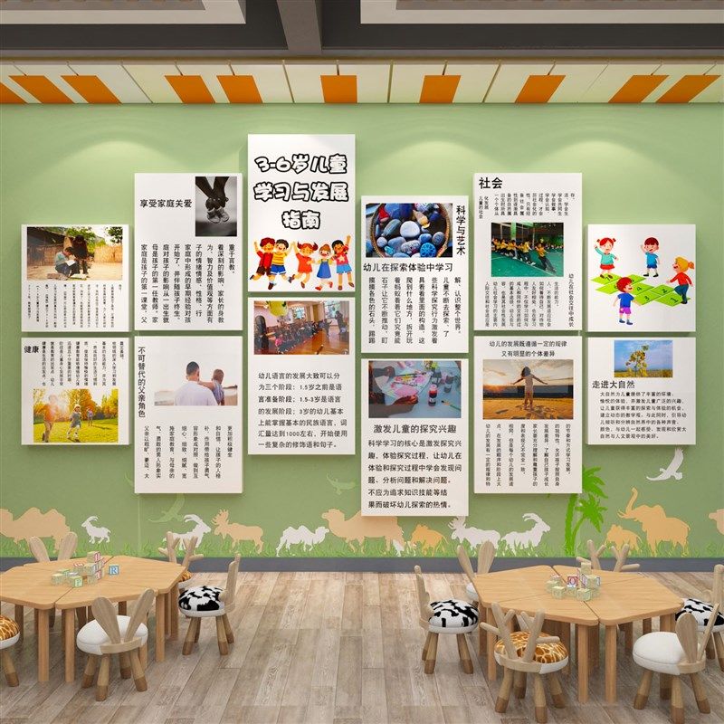 幼儿园办园理念文化墙面环创主题成品布置材料背景形象托管班背景,家居饰品,文化墙贴,淘宝优惠券,粉丝福利购,淘宝优惠卷