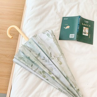 中式长柄雨伞16骨加大双人氛围感~直杆两用弯钩半自动抗风加固伞