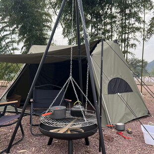 野营烧火三脚架可调节室外火炉工厂高品质圆形火盆休闲露营用品