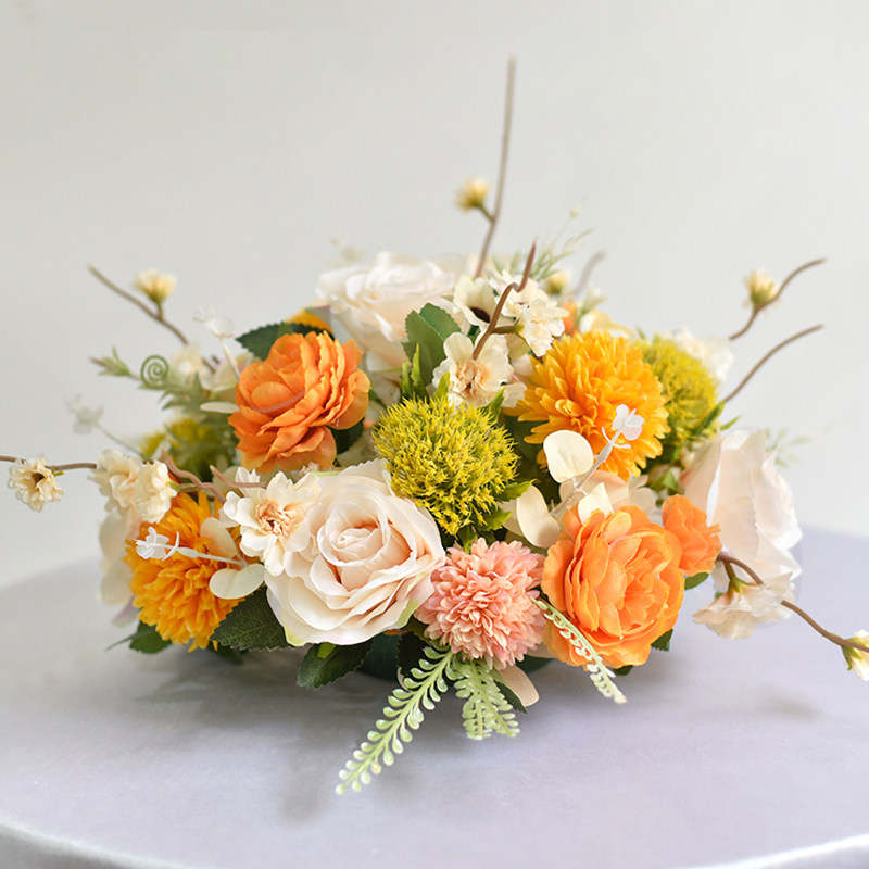 饭店圆桌餐桌花摆花假花客厅酒店餐厅转盘中间桌面装饰花艺摆件,家居饰品,仿真花/假花,淘宝优惠券,粉丝福利购,淘宝优惠卷