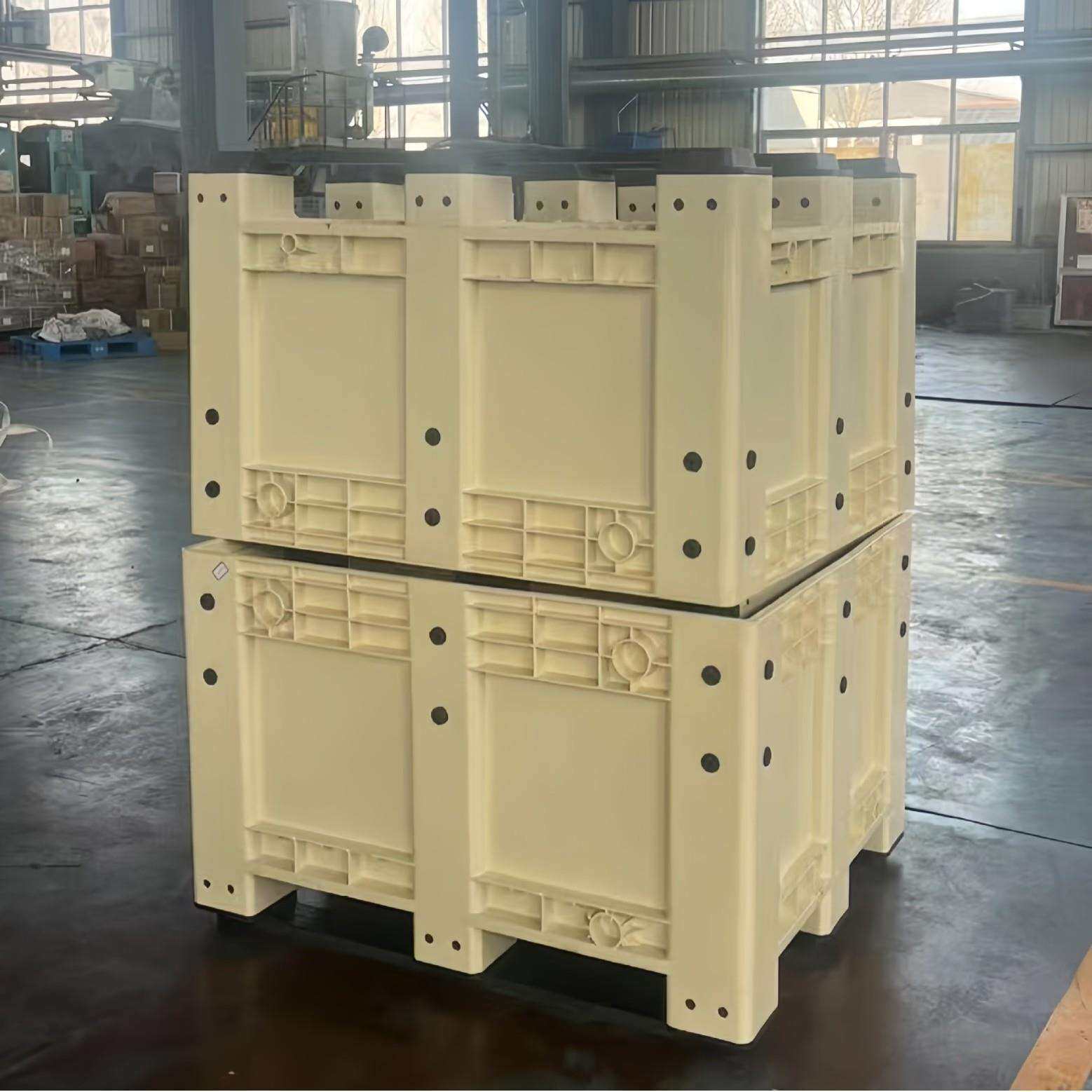 塑料卡板箱加厚超大型1210密封叉车箱式周转托盘塑胶箱可加轮子