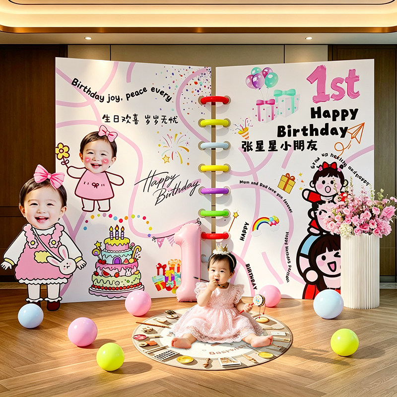 宝宝周岁百日生日KT板背景墙