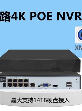 雄迈8路POE主机NVR 监控主机4K800万xmeye人脸识别雄迈8路POE主机