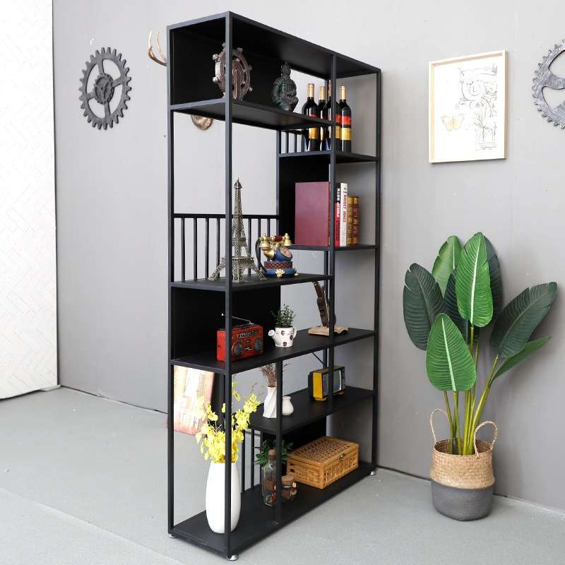 美式复古铁艺屏风隔断工业风落地搁板置物架储物柜LOFT书架展示架