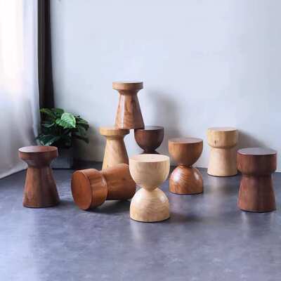 北欧全实木木墩摆件树墩根雕圆形边几木凳子民宿矮凳树桩床头柜子