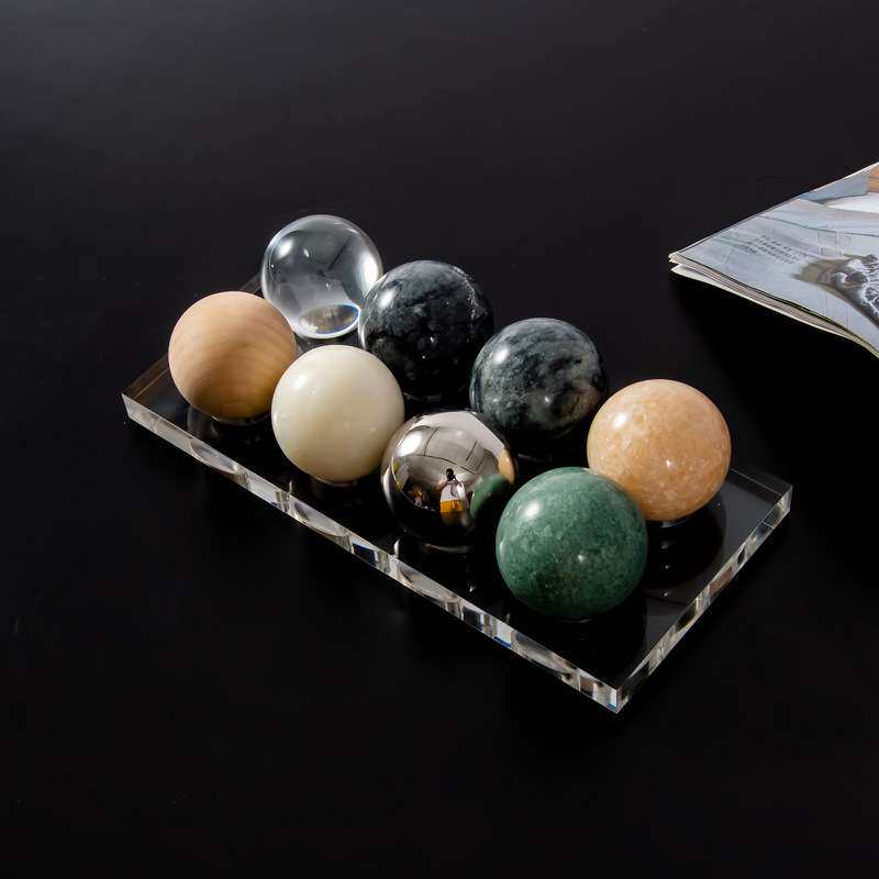 匠十三 现代简约轻奢大理石水晶创意棋盘象棋艺术装饰品摆件